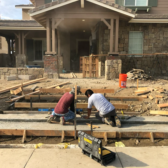 Valley Pacific Landscape crew building a custom hardscape